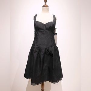 Nicole Miller Silk Jacquard Sleeveless Black Mini Dress Size 10 NWT